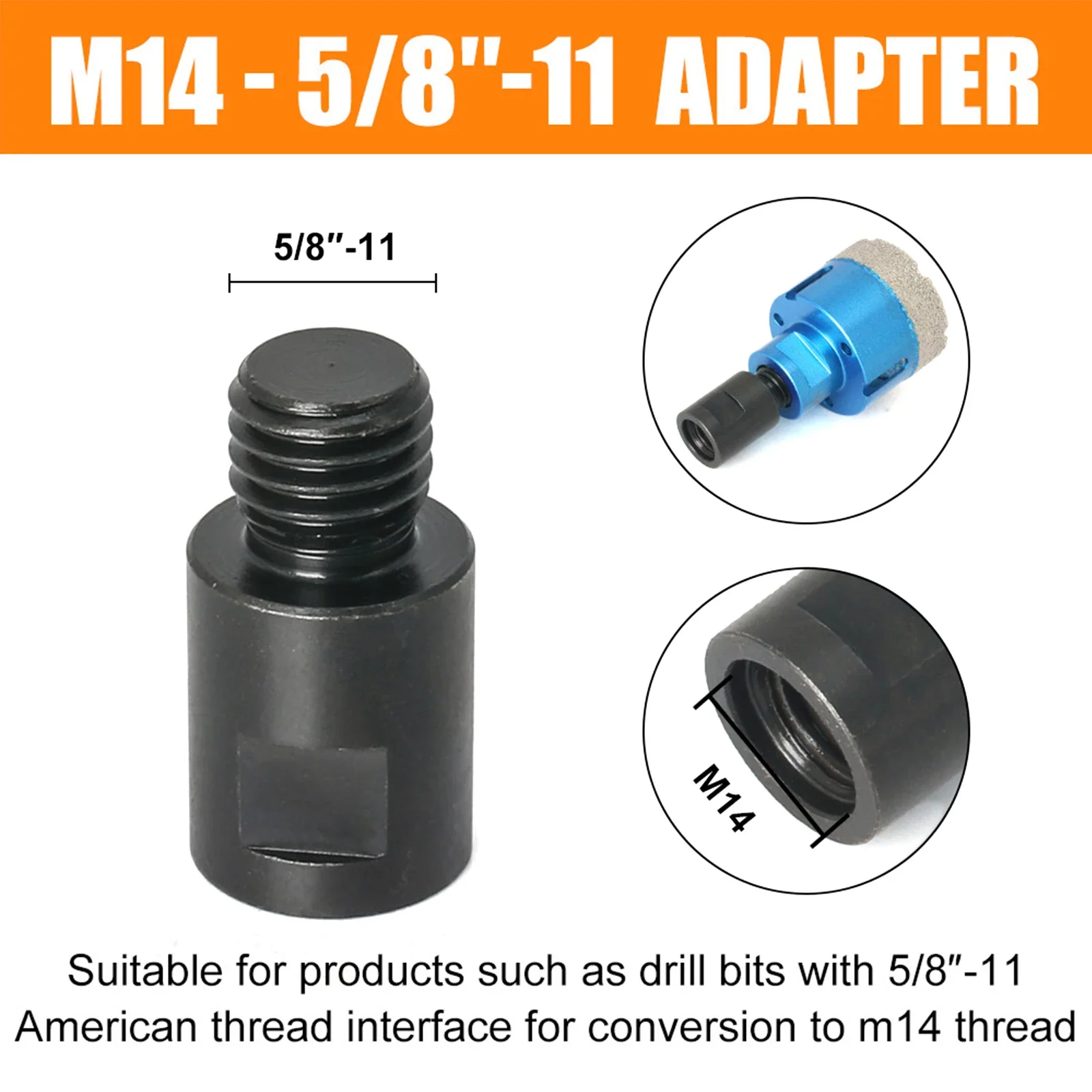 Angle Grinder Adapter Converter M10 M14 5/8-11Adapte Interface Connector Screw Connecting Rod Nuts Slotting 100 125 Type