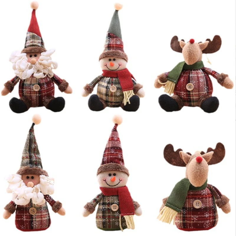 4Pcs/Lot New Creative Cloth Santa Claus Snowman Doll Charm Connectors for DIY Ornament Xmas Tree Decoration Jewelry Accessories