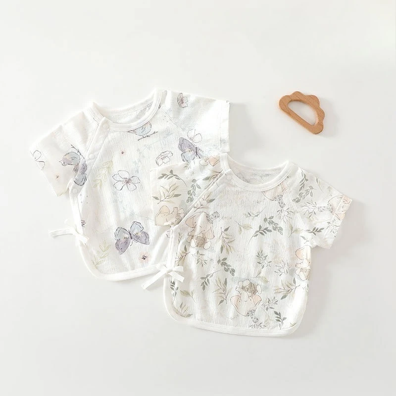 Newborn Half-back Summer Bamboo Pulp Fiber Breathable Pure Cotton Boneless Baby Top Newborn Baby Monk Clothes