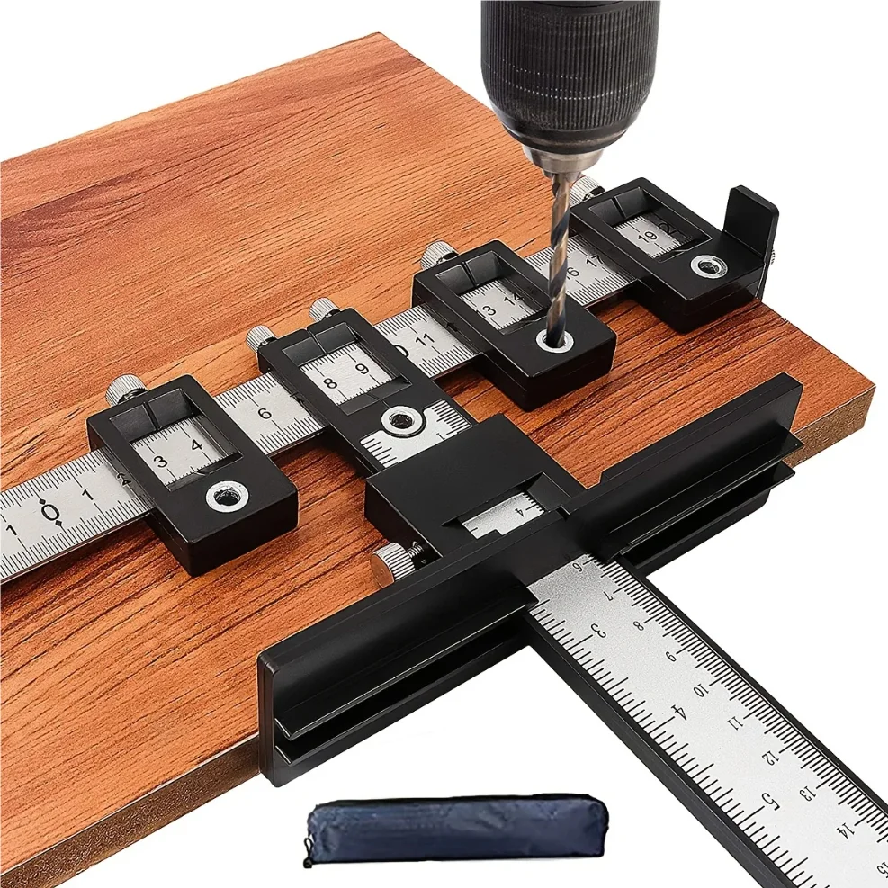 

Adjustable Cabinet Hardware Jig Tool - Alignment & Positioning for Precise Drilling,Dowelling and Installation