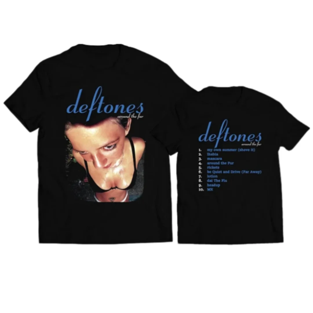 Image of Deftones - Around The Fur Art Pattern Nu Metal Band T-Shirt - Lässiges Street-Style-Baumwoll-T-Shirt für Männer und Frauen