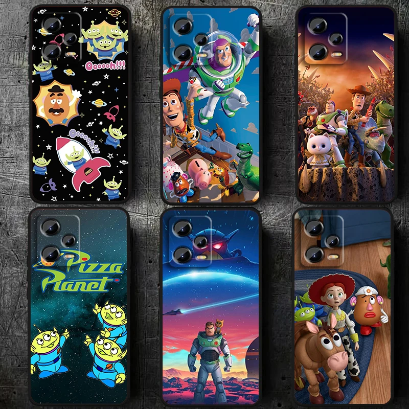 Disney Cartoon Toy Story Fun For Xiaomi Redmi Note 13 12R 12 12S Turbo 11 11T 11S 10 10S Pro Plus 5G Black Cover Phone Case