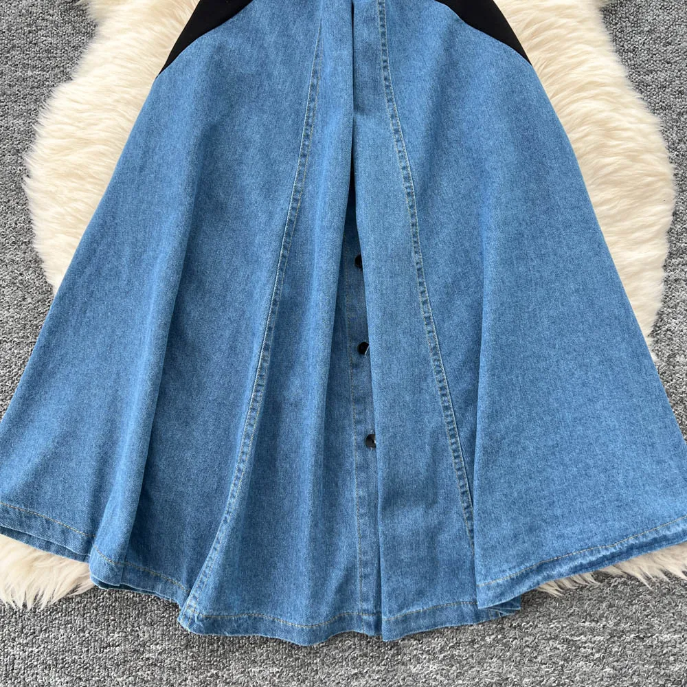 Chic vintage manica corta Bottone ricamato Impiombato Elegante fata moda coreana Boho Vestito estivo abbigliamento donna