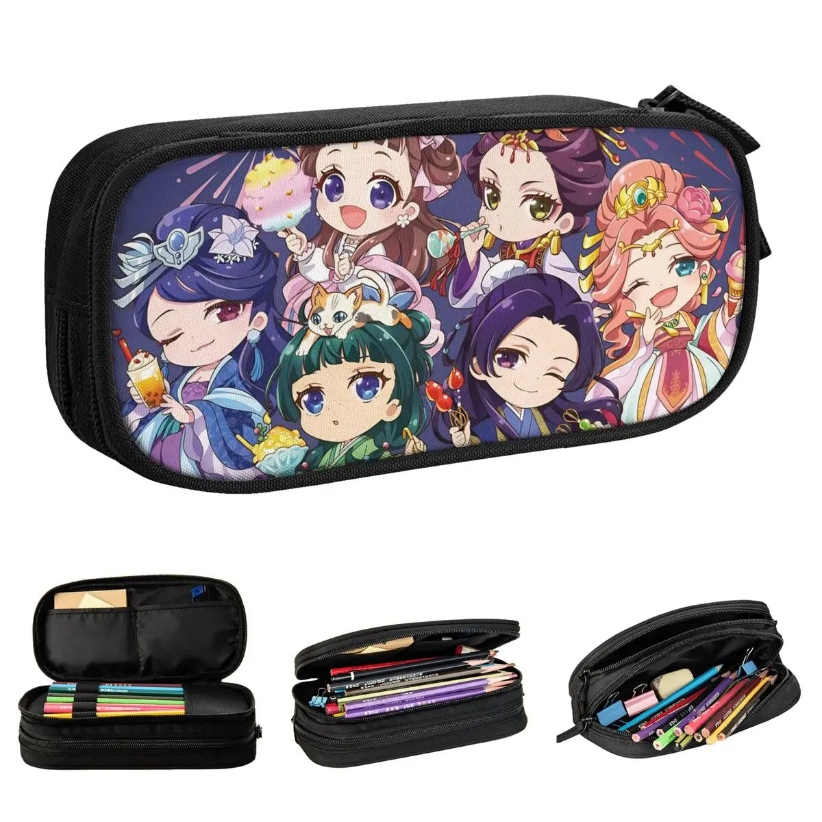 Maomao Cartoon Anime Federmäppchen Apotheker Tagebücher Bleistiftbox Stifthalter für Mädchen Jungen Taschen Studenten Schule Reißverschluss Schreibwaren