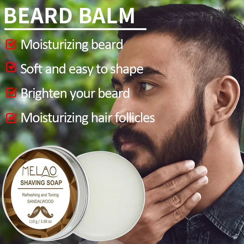 

110g Sandalwood Shaving Soap for Men Professional Cream Creates Rich Lather Smooth Shave Facial Care, Prevents Irritation