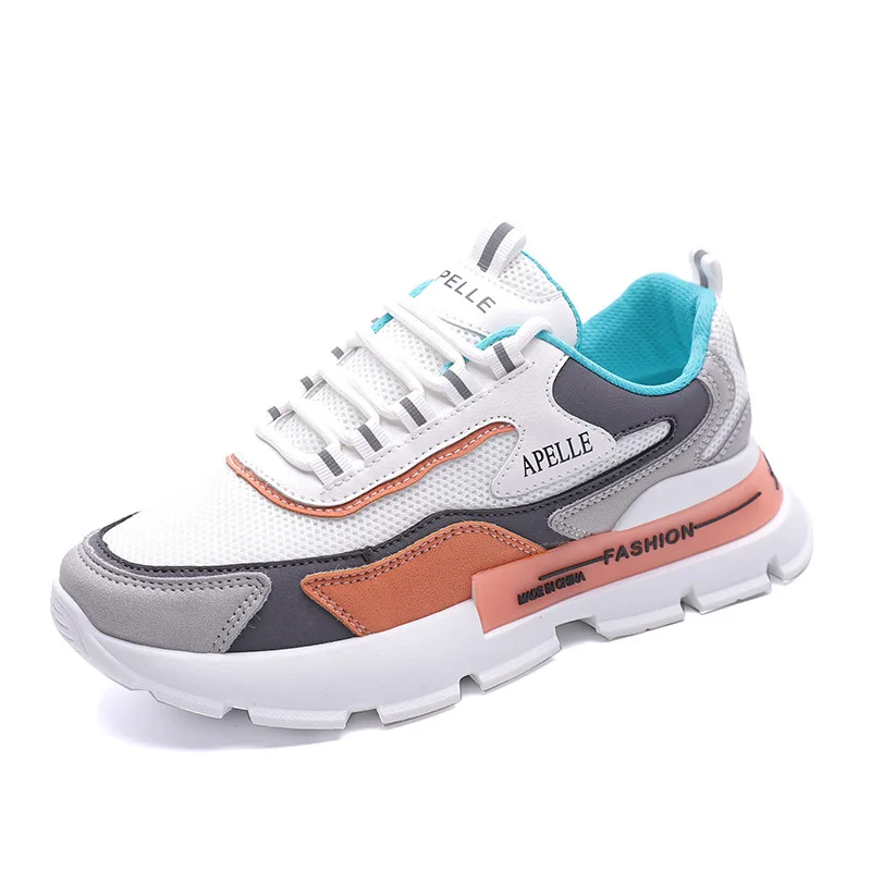 Women Casual Shoes Lovers Leather Platform Chunky Sneakers Harajuku Flat Thick Sole Tennis Female Wedge White Net Basket Walking