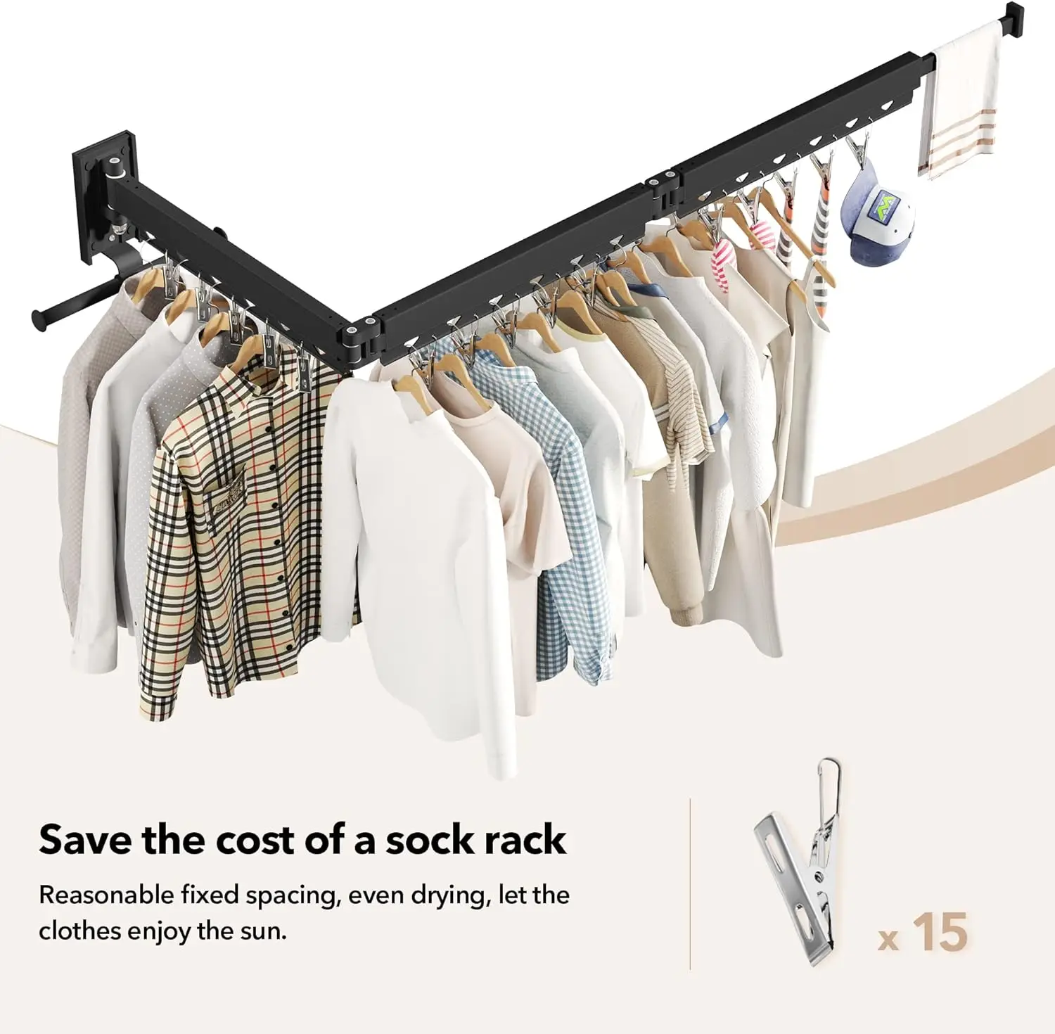 l Mounted Clothes Hanger,Clothes Drying Rack,Laundry Drying Rack,Clothes Rack,Laundry Rack Wall Mount,Retractable