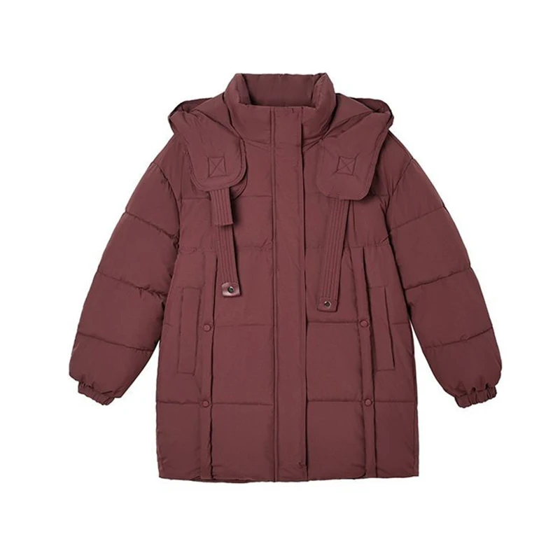 2025 가을 겨울 다운 코튼 패딩 재킷 여성용 오버코트 롱 한국식 후드 루즈 코튼 코트 신상 두꺼운 따뜻한 파카 코트