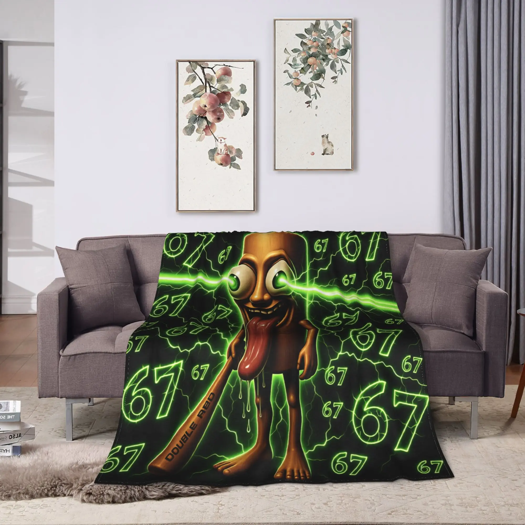 Tung Tung Tung Sahur Meme 67 Bedding Throws Soft Cozy Funny Blanket  For Living Room Picnic Flannel Bedspread Bed Cover