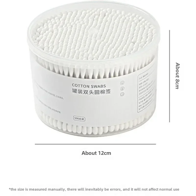 500PCS Disposable Cotton Swab Box Double End Round Head for Makeup Removal Baby Care Daily Cleaning Multi-purpose