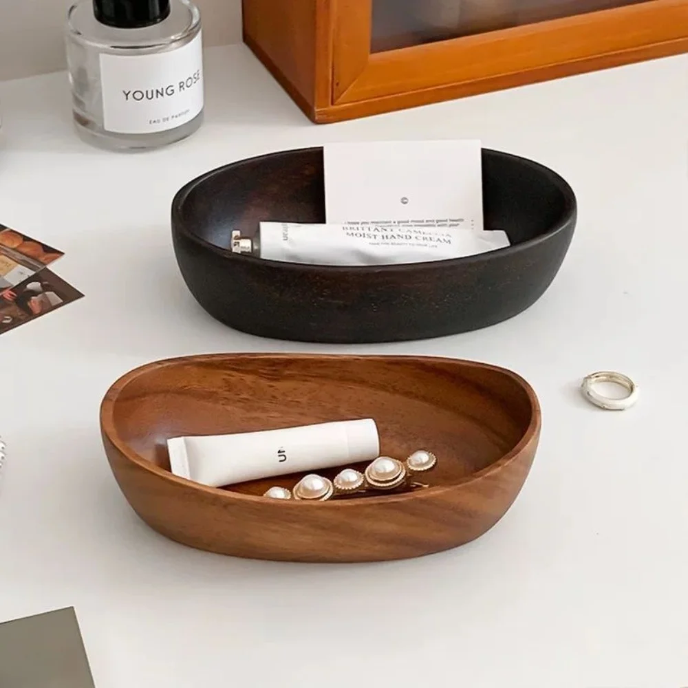 

New S/M/L Jewelry Storage Box Walnut Large Capacity Entrance Key Organizer Boat Shape Sundries Storage Tray