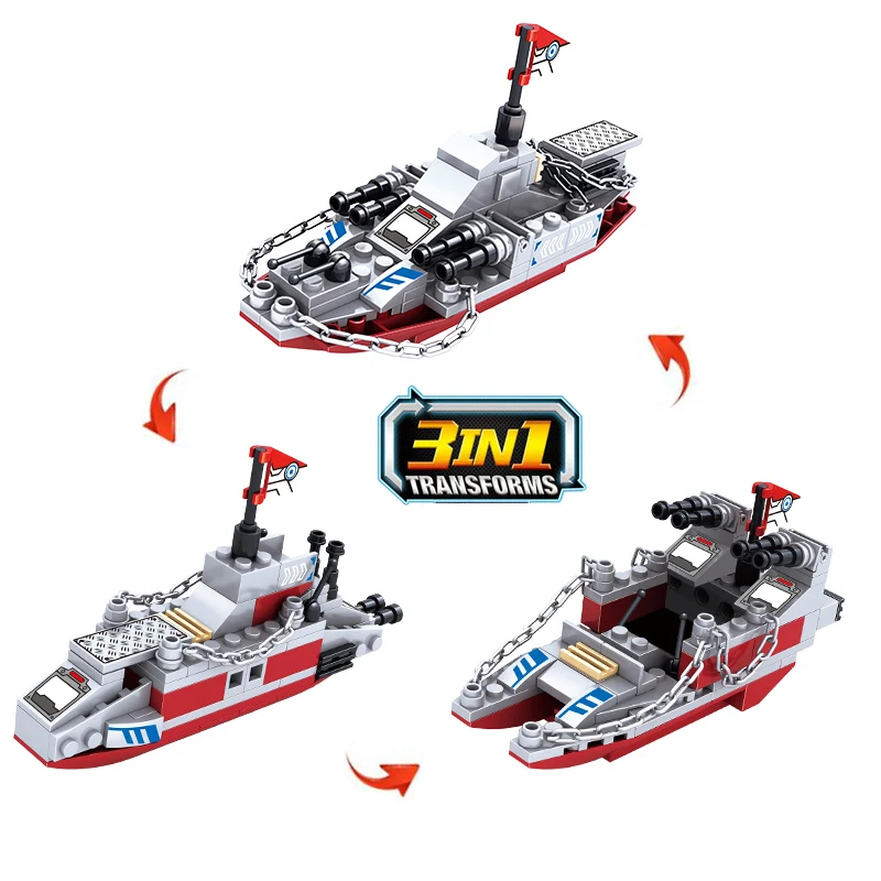 Model Warships Building Blocks Compatible With Lego  Construction Set for Boys Navy War Chariot Ship Army Boat Plane Bricks Toys