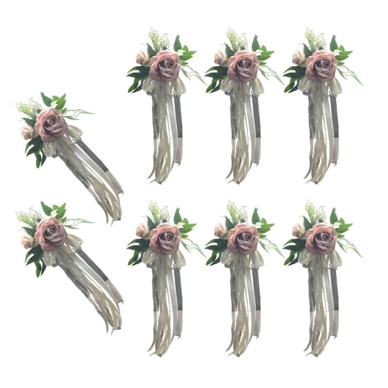 教会のベンチのための6つの豪華なピューの花の花の飾り式飾りエレガントな椅子バックフローラル装飾
