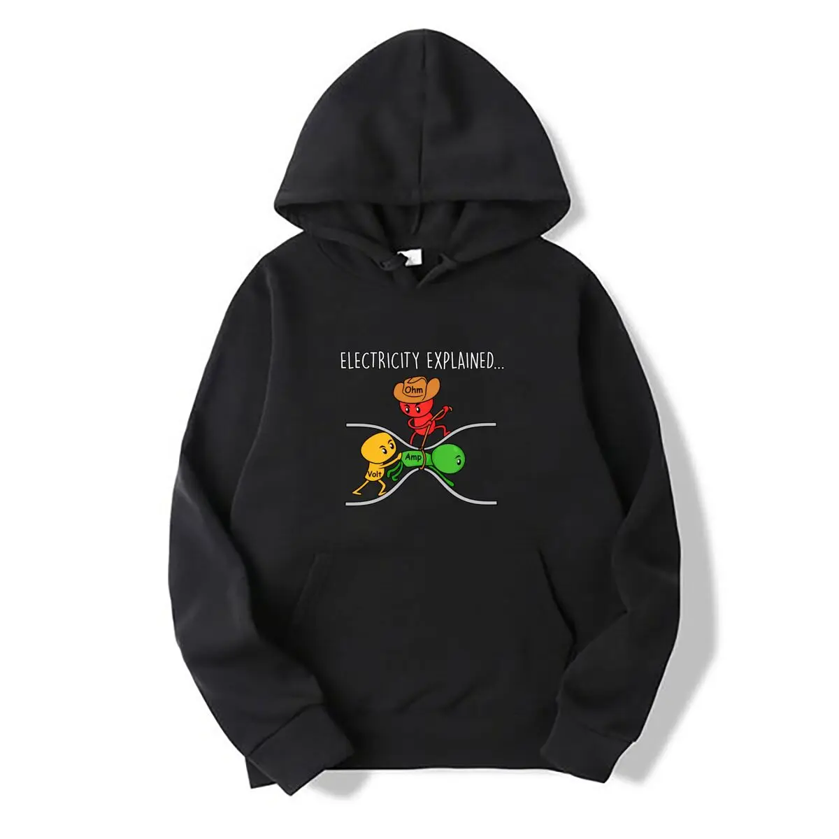 Electricity Explained Ohm Amp Volt Physics Science Cartoon Autumn and winter hooded sweatshirts