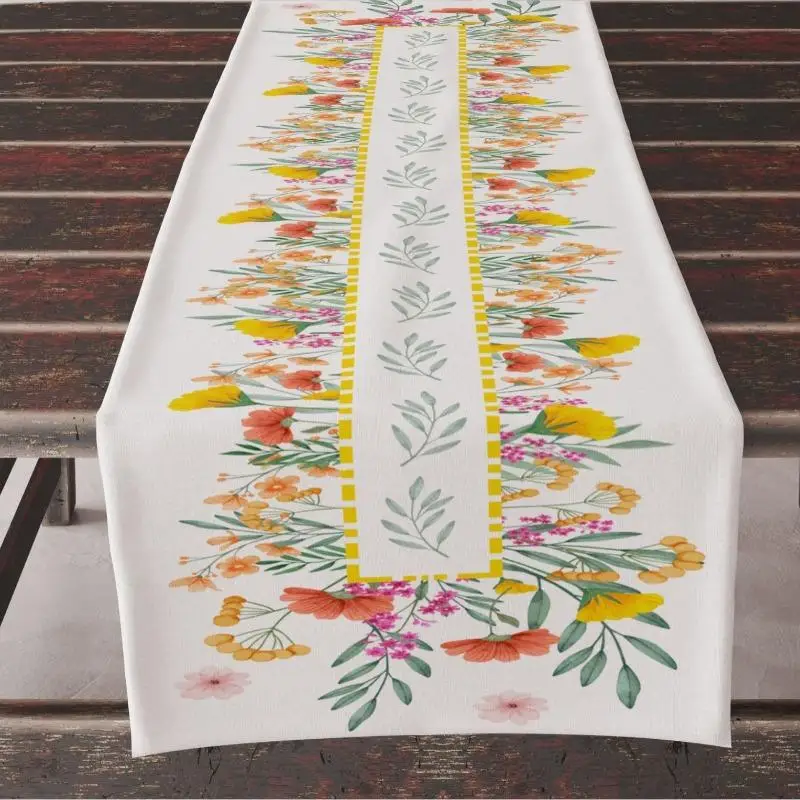 1pcs 33*183cm Creative Printed Table Runner Simple Colorful Flower Insulated Tablecloth for Kitchen Dining Table Decor