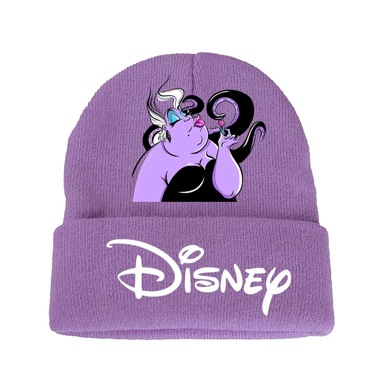 Chapéu de malha infantil dos vilões da Disney, gorro de lã quente à prova de frio, gorro de ciclismo ao ar livre, outono e inverno