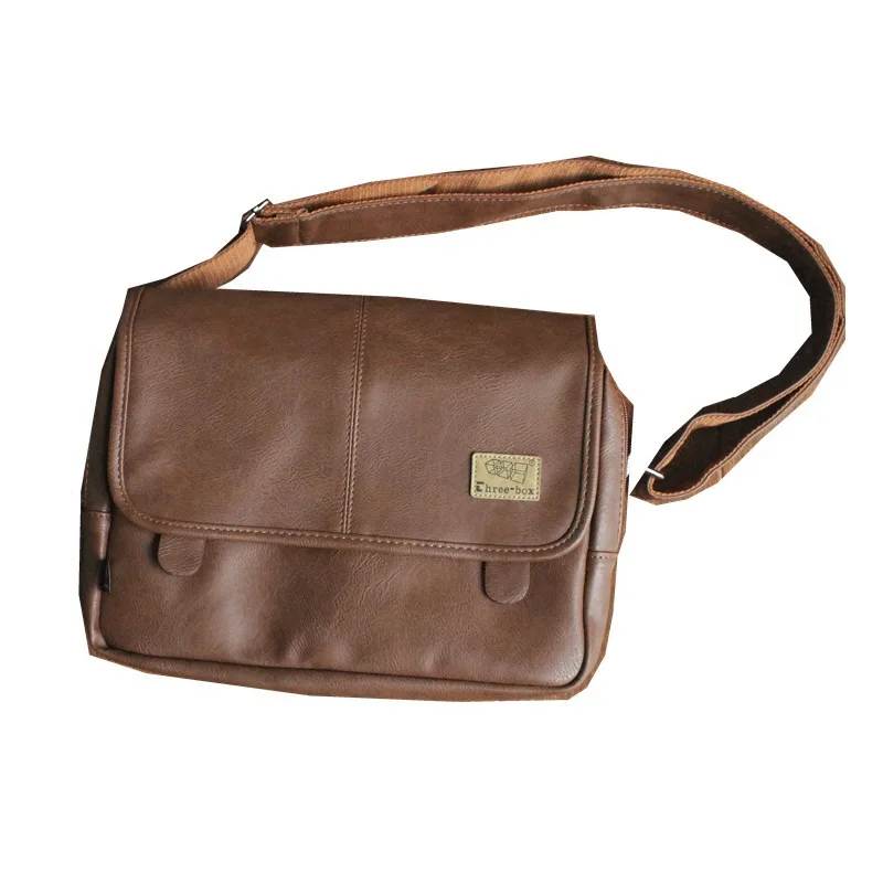 Vintage PU Leather Men's Shoulder Bag Casual Crossbody Bag Large Capacity iPad Messenger Bag Male Fashion Sling Bag