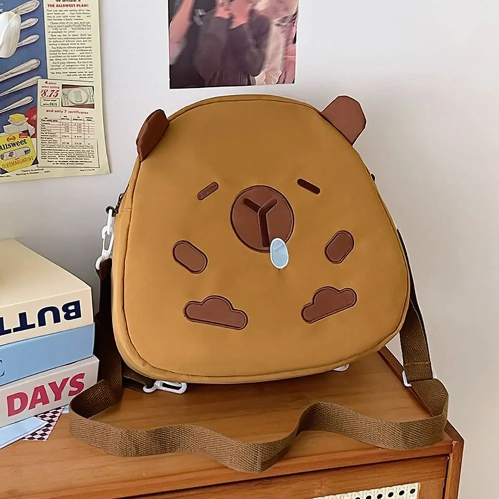 

Cartoon Capybara Backpack Cute Animal Cartoon Capybara Shoulders Bag Large Capacity Zipper Closure Children's School Bag School