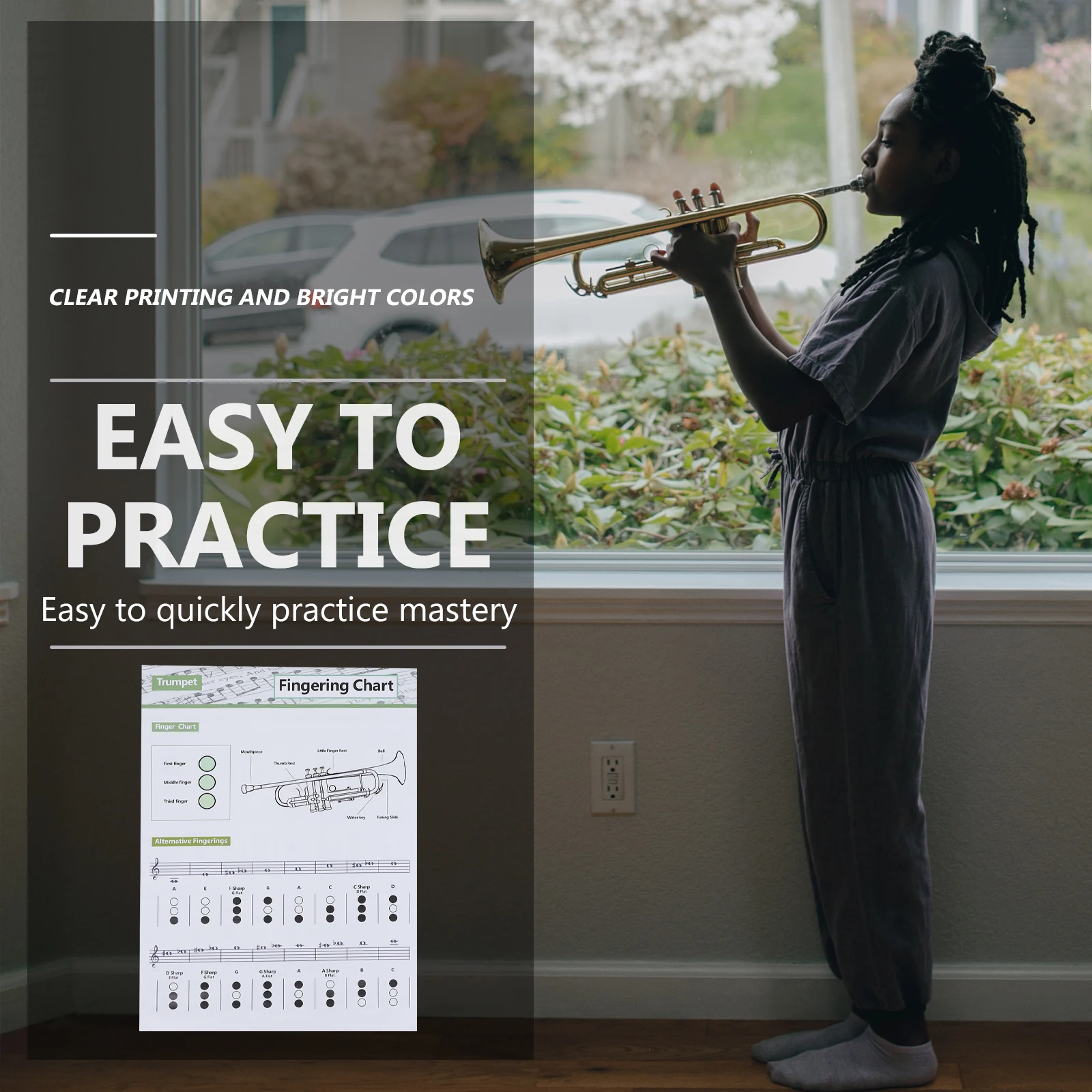 

Fingering Diagram Poster Chord Chart Beginner Trumpet White Coated Paper Practice Charts Child