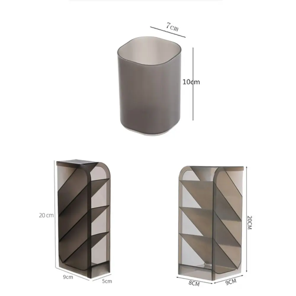 Transparent Frosted Oblique Insertion Pen Holder Simpl Desktop Organizer Multifunctional Stationery Makeup Brush Storage Bucket