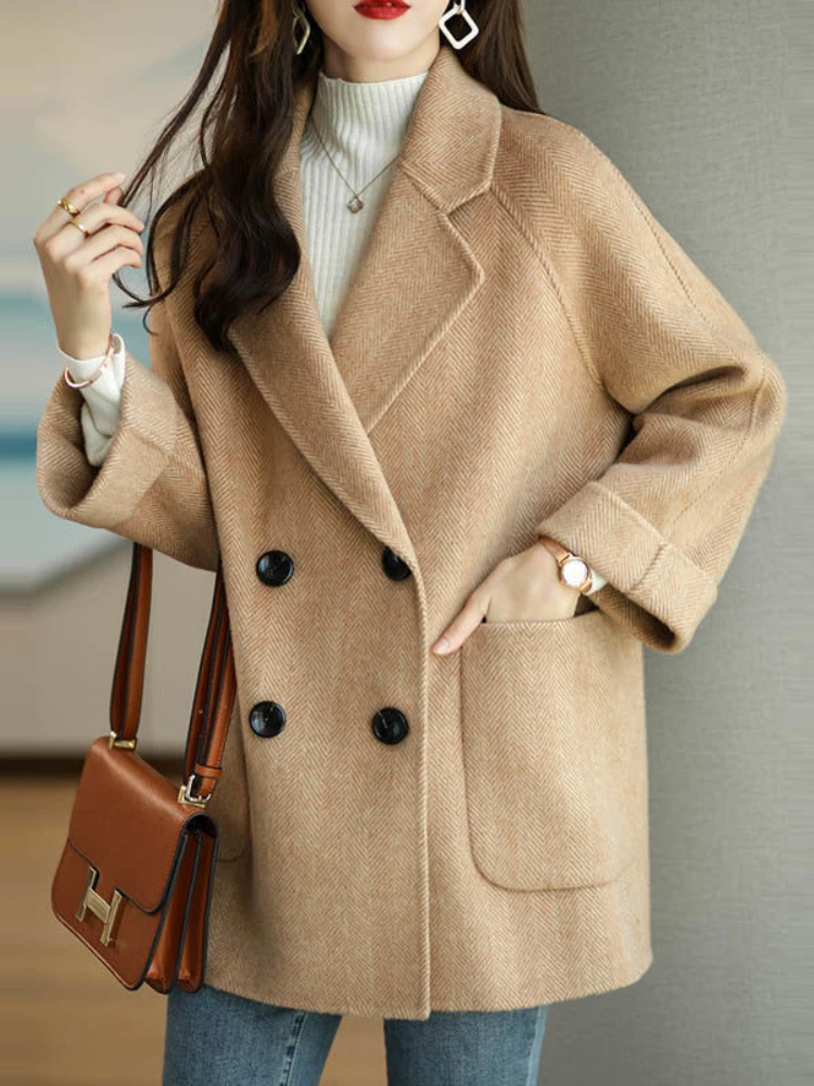 

Wool Coat Elegance Coats and Jackets Women New In Autumn Winter Jacket Women Korean Style Long Sleeve Office Lady Trench Coat