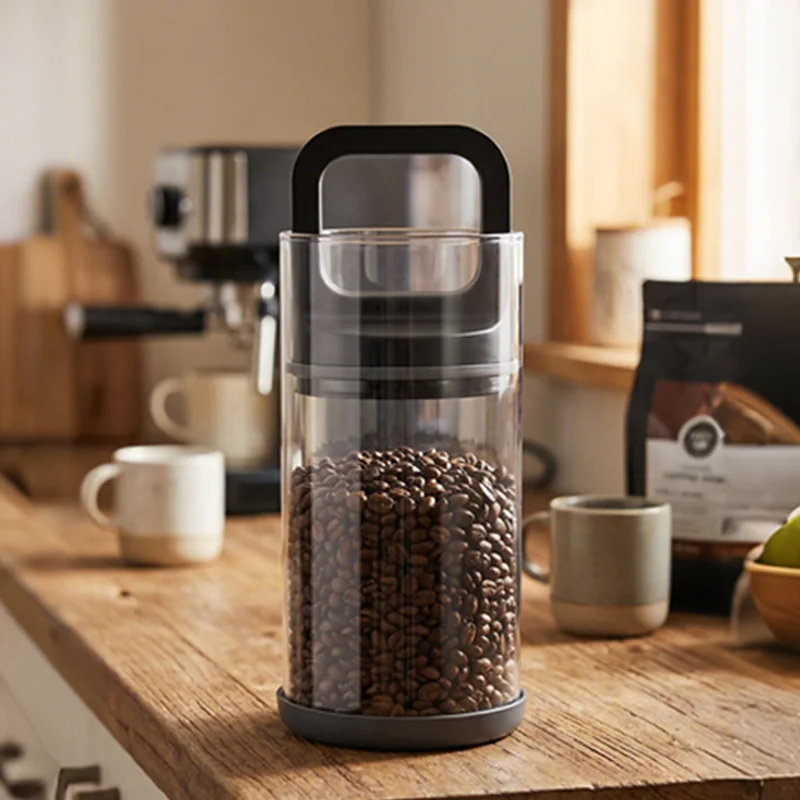 Vakuum-Speichertank, Glasbehälter, geeignet zum Aufbewahren von Kaffeebohnen, Nüssen, feuchtigkeitsbeständig und schimmelresistent, großes Fassungsvermögen