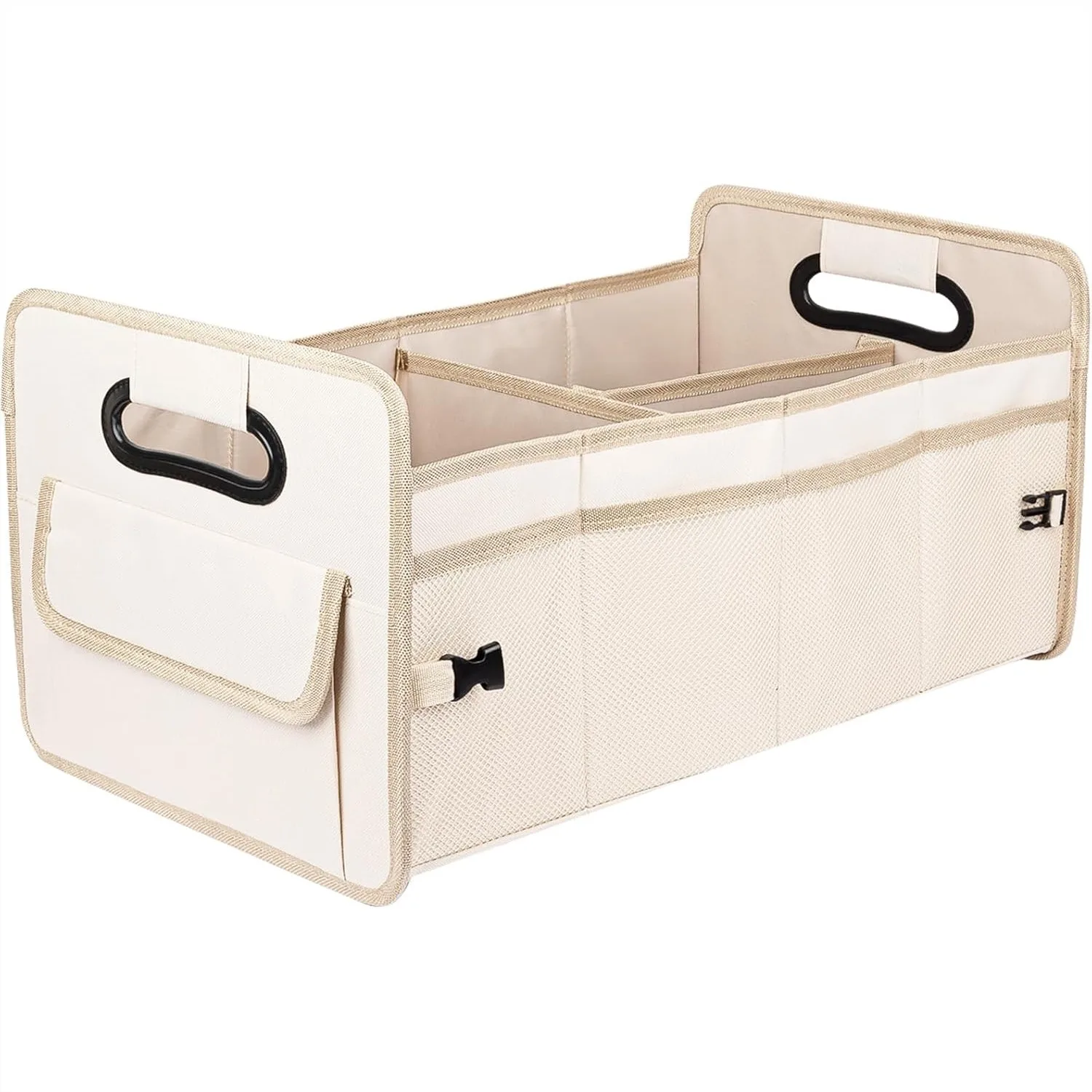 

Car Trunk Organizer, Collapsible Multi Compartment Storage Box with Adjustable Dividers, Waterproof 600D Oxford Fabric for SUV