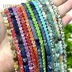 6MM Love Heart Natural Stone Amethysts Amazonite Lava Turquoise Jasper Spacer Beads for Jewelry Making Diy Bracelet Accessories