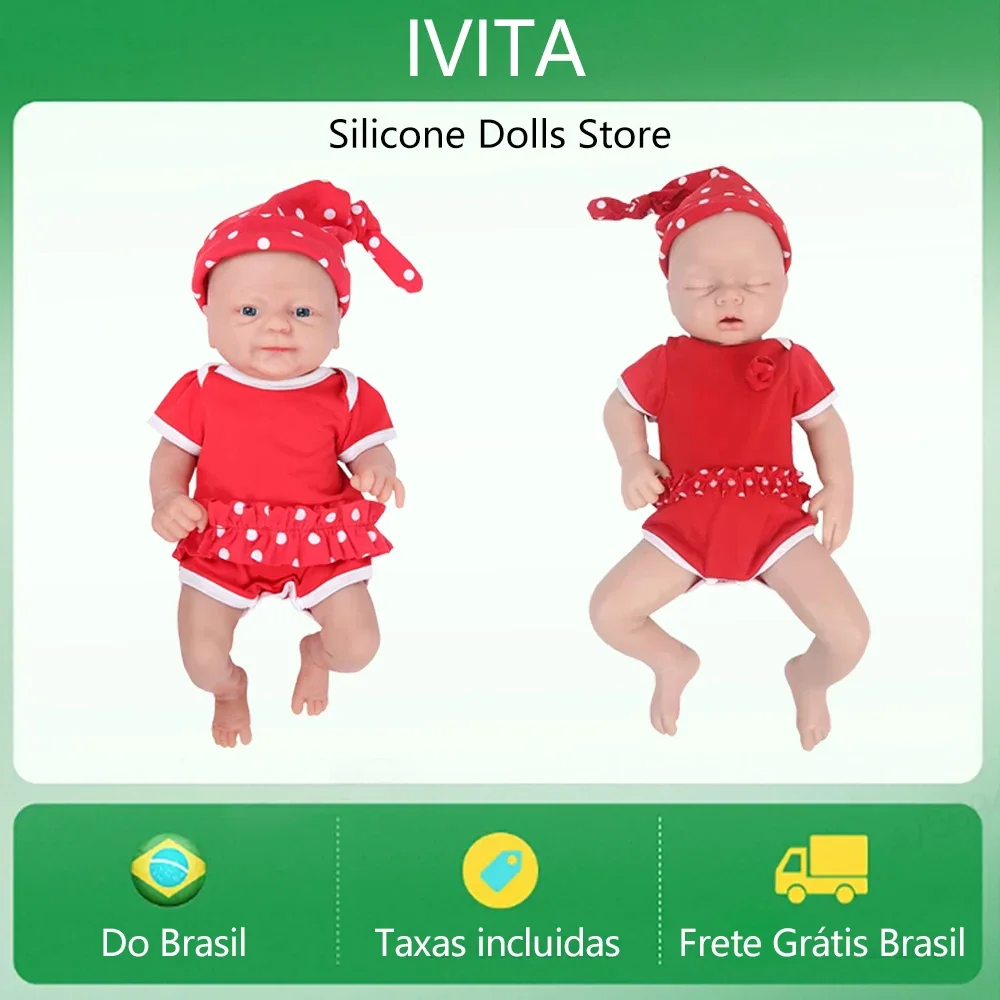 Ivita enviado do armazém do brasil corpo inteiro silicone reborn bonecas pintadas brinquedos realistas para crianças presente de natal