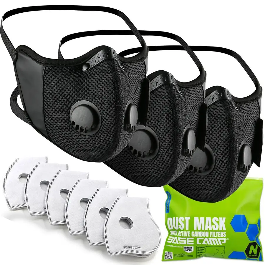CAMP M Cross Dust Mask, Reusable Breathable Comfortable Safety Face Mask for Work with Extra 6 Activated Carbon Filters
