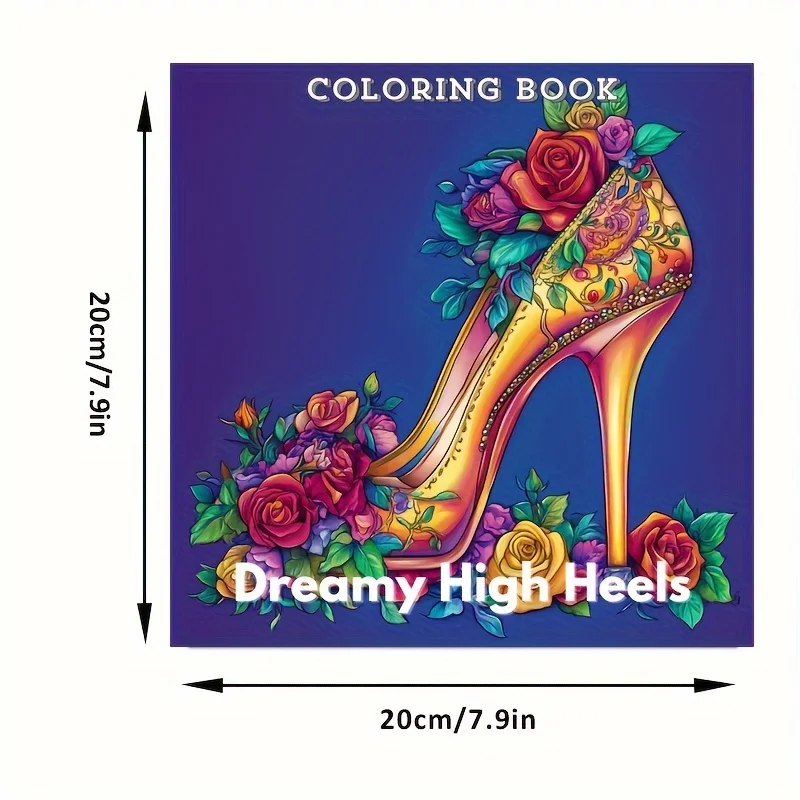 28-pagina's dromerige kleurboek met hoge hakken voor stressreductie voor volwassenen |   Kleurboek voor ontspanning en stemmingsreductie Valentijnsdag