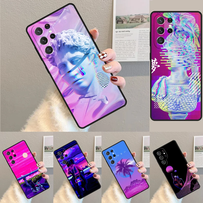 Cover For Samsung Galaxy S24 Ultra S21 S22 S8 S9 S10E Note 10 20 Plus FE S23 Vaporwave Aesthetic Art Phone case Coque