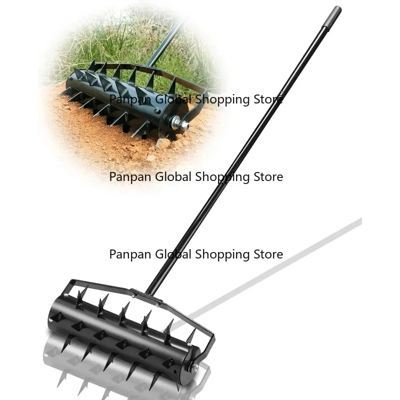 

1024hot Heavy D-uty Rolling Lawn Aerator Tool Grass Aerator with 59" Stainless Steel Handle Gloves Blade Manual Lawn Aer-ator