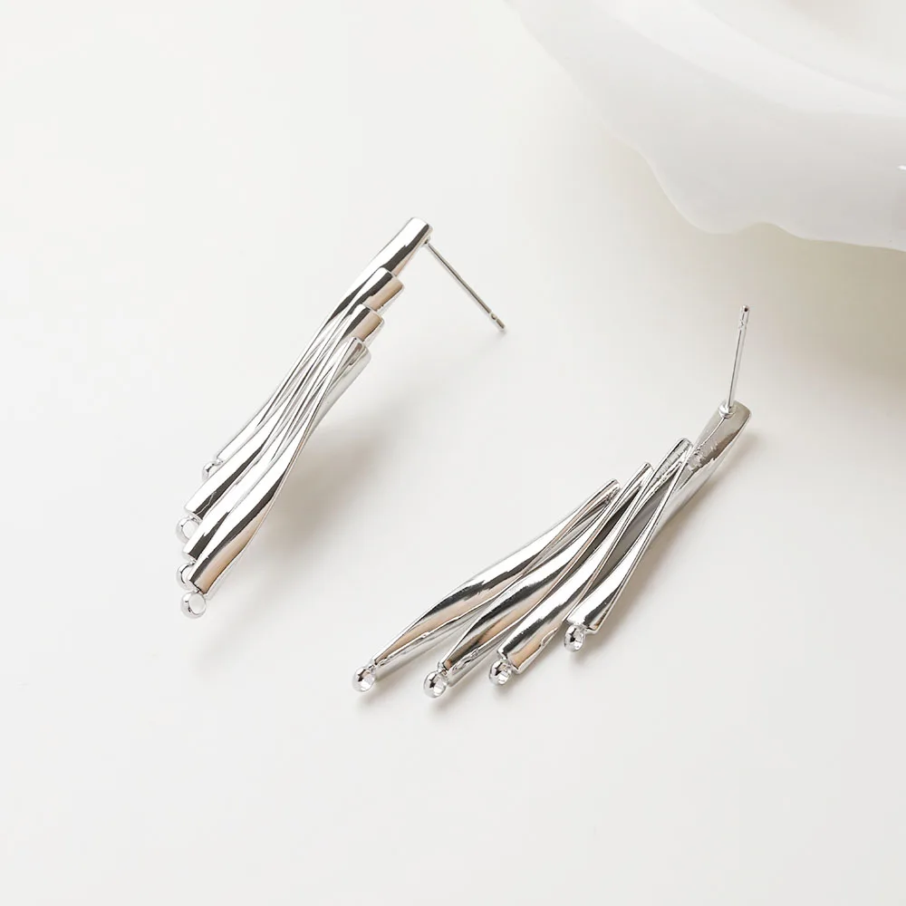 2 قطعة تصميم الأزياء لذيذ الأذن ترصيع أقراط لصنع المجوهرات DIY يدوية النحاس 14 كيلو مطلية بالذهب 12*47.5 مللي متر اكسسوارات #4