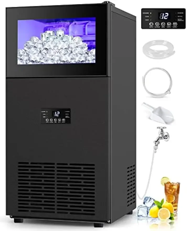 Commercial Ice Maker, 160Lbs/24H with 35Lbs Ice Capacity,  15inch Stainless Steel Under Counter Freestanding Ice Machine Maker