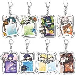 Anime Genshin Impact Acrylic Key Chains Yae Miko Barbara Tartaglia Diluc Ganyu Hu Tao Klee Keqing Yelan Kuki Shinobu Figure Toy
