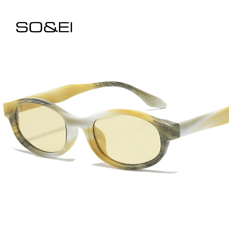 

SO&EI Ins Popular Fashion Oval Sunglasses Women Shades UV400