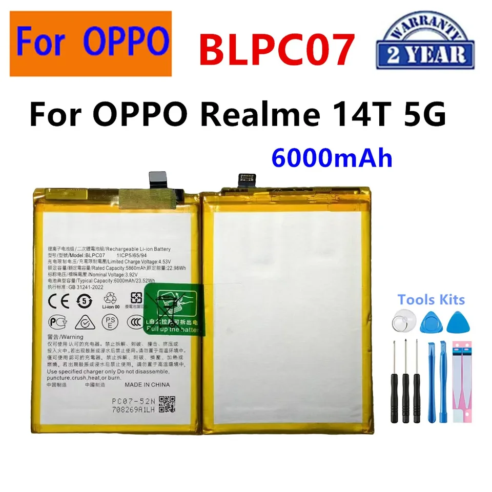 Batería para teléfono BLP959/BLPB65/BLPC21/BLPA43/BLP951/BLPC07/BLPC67 para OnePlus/OPPO/Realme A5X/A5/A6 Pro/Reno 8T/12/13/14T/10 Pro 6
