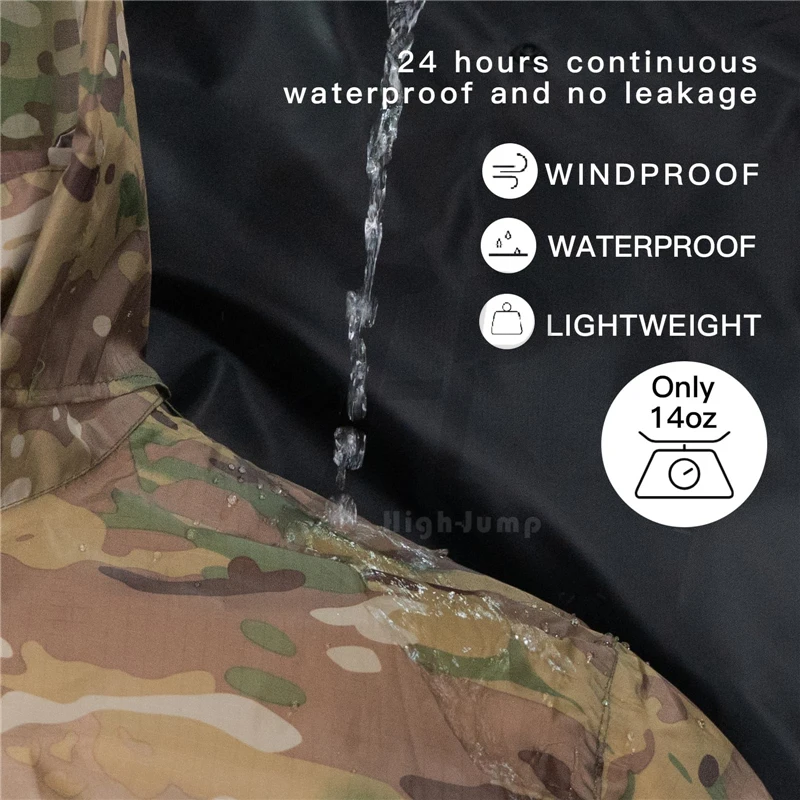 100% Waterproof Raincoat CP Camo Outdoor Tools Lightweight Raincover Emergency Hunting suits Poncho Cool Camping Supplies Gear