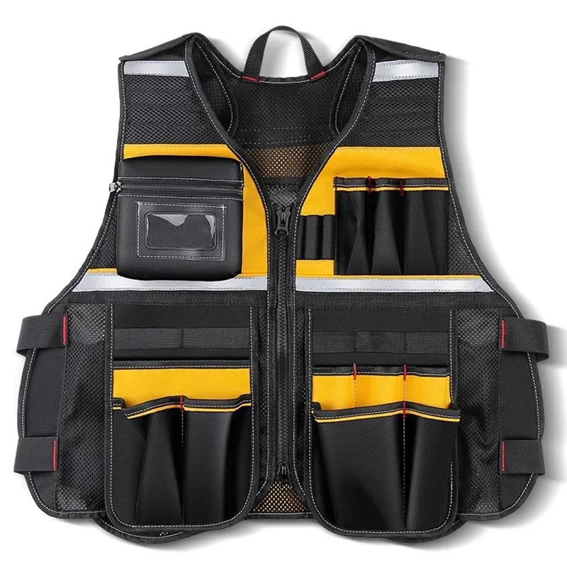 

Multifunctional Electrician Work Clothes Reflective Vest Construction Safety Vest Hammer Holder Screwdriver Wrench Tool Bag