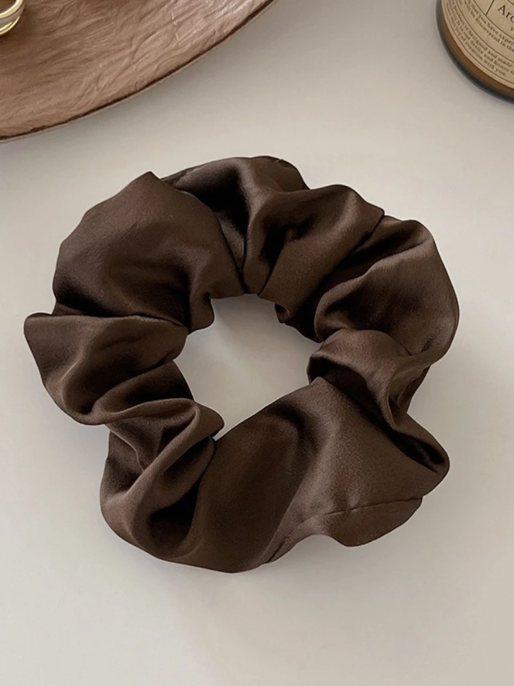 Chouchous en Satin de soie Vintage, 1 pièce, bandes élastiques pour cheveux, couleur unie, couvre-chef pour femmes et filles, attaches queue de cheval, corde, accessoires pour cheveux