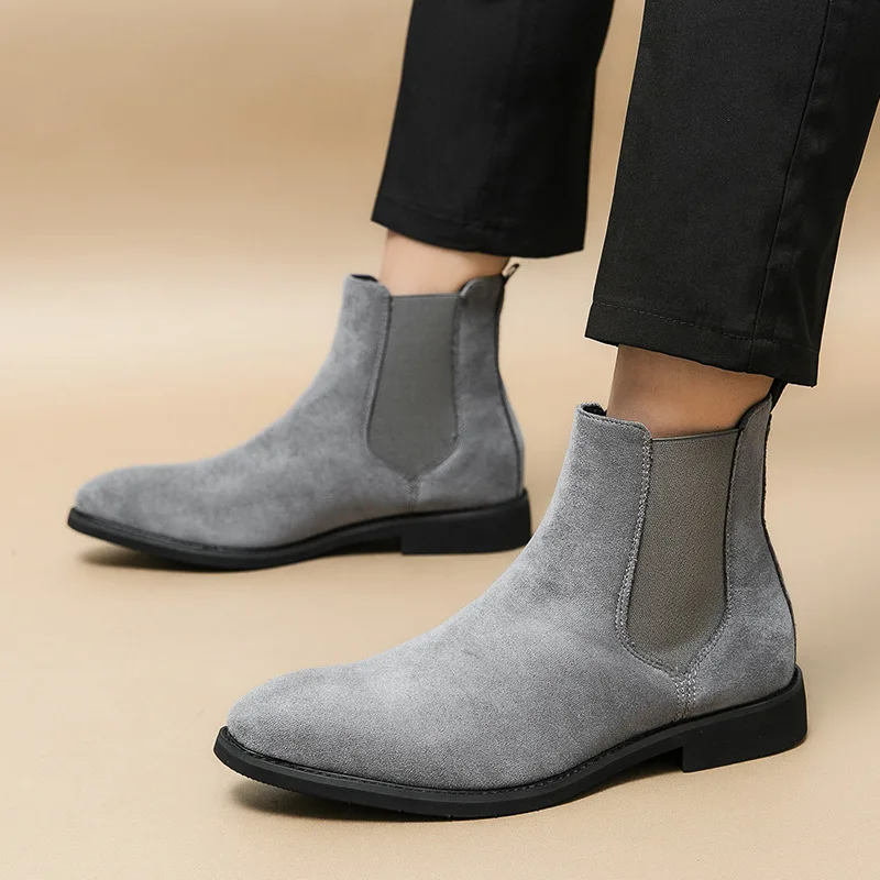 

Men's boots 2025 autumn and winter plus size high top Chelsea boots men's British pointed boots trendy casual men's shoes