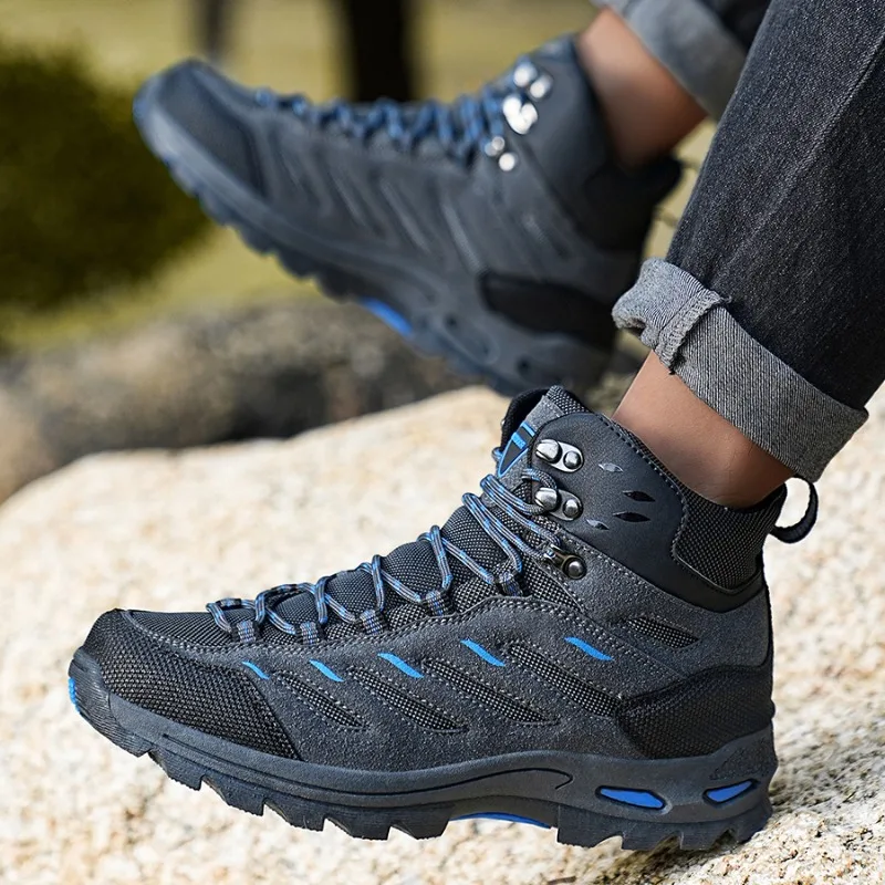 

Outdoor Hiking Shoes Men Shoes Mid-top Wear-resistant Anti-slip Comfortable Men Shoes Flat Lace-up Casual Sports Shoes Men