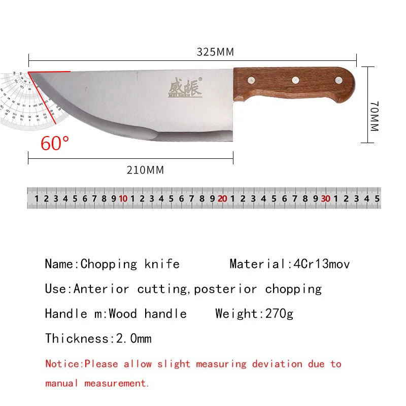 8 inch Professional Stainless Steel Chinese Knife Meat Cleaver Butcher Chopping Knife Kitchen Chef Knives