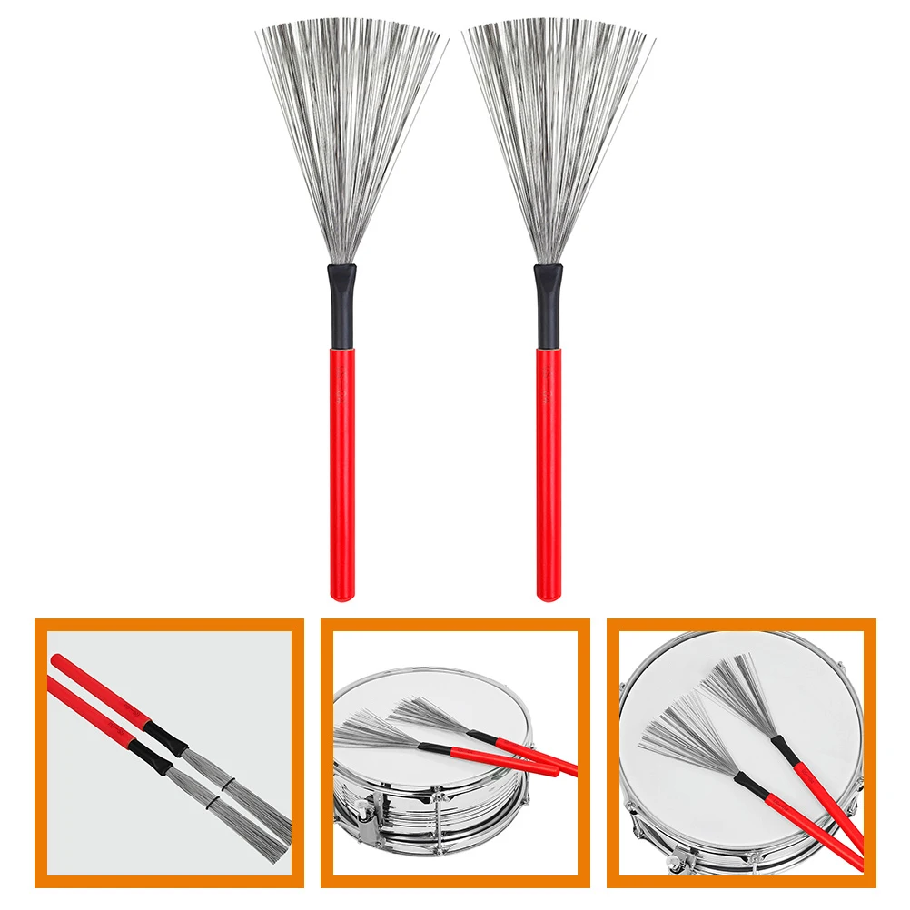 

1 Pair Brush Maple Handle High-Carbon Steel Durable For Drum Set Jazz Drums Portable Easy Grip Drum Wire Brush Percussion