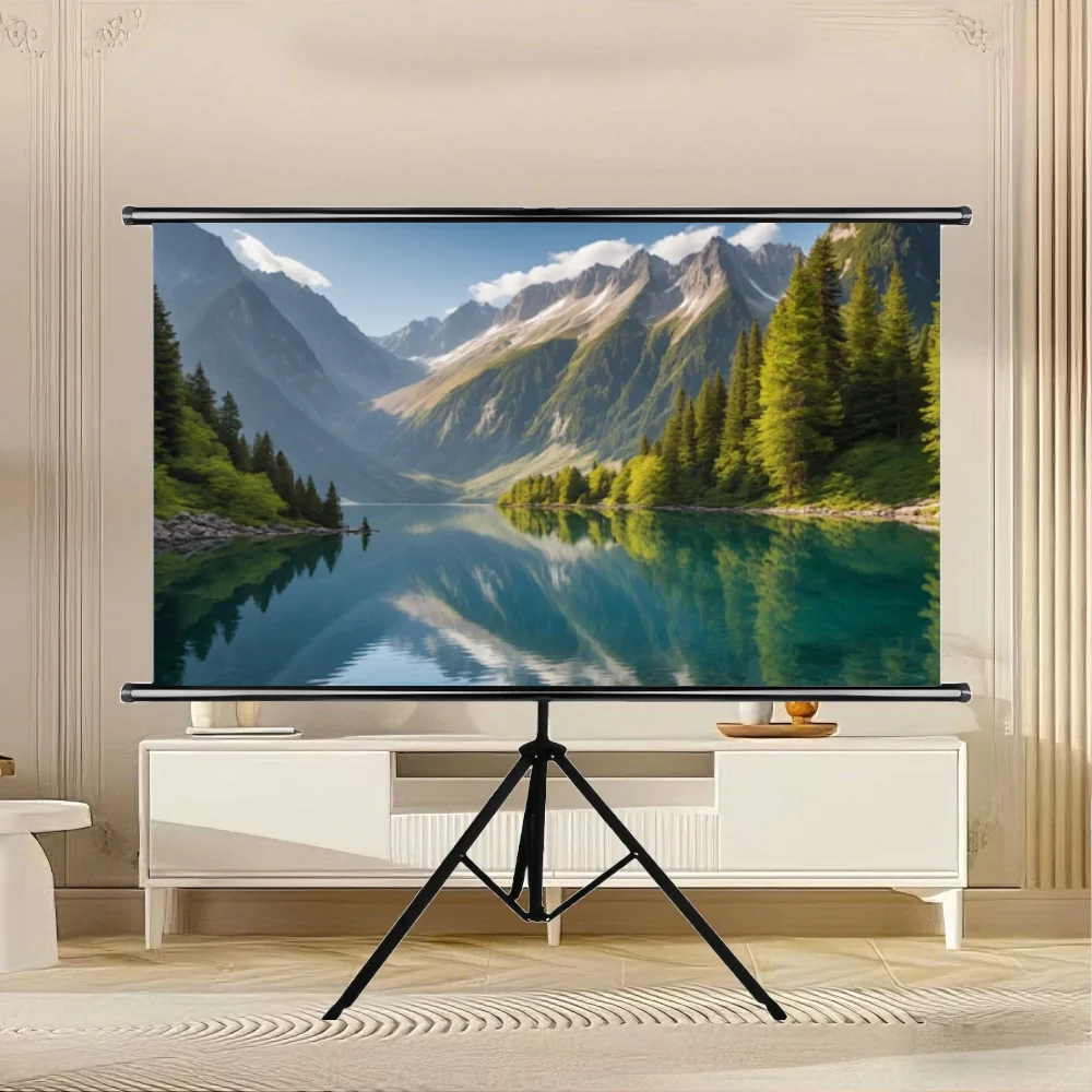 XIAOHUI Projector Screen With Stand Metal Grey Anti-Light 60-92 inch For Home Theater Outdoor Bracket Projection Screen view 6