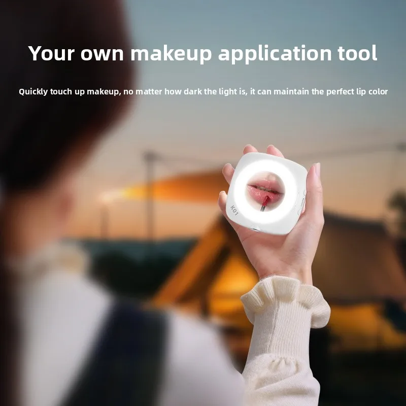 Beauty Fill Light With Makeup Mirror, Mobile Phone Handheld Rotating Folding Portable Mini Selfie Video Phone Fill Light