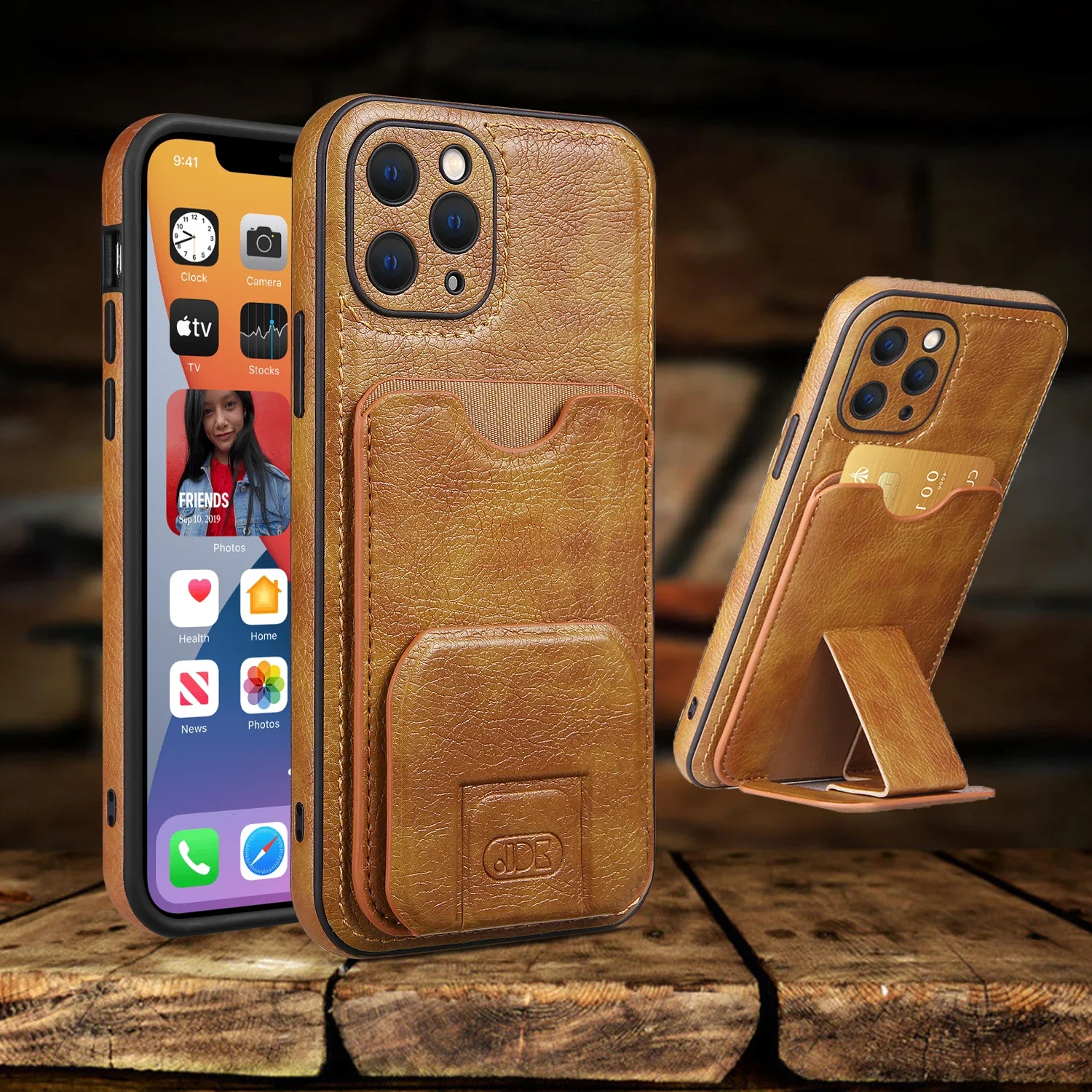 

Luxury Card Holder Leather Cover For iPhone 14 13 11 12 15 Pro XR XS Max X 7 8 Plus Wallet Cards Slot invisible Kickstand Case