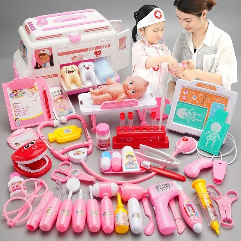 

35-51pcs/Set Girls Role Play Doctor Game Medicine Simulation Dentist Treating Teeth Pretend Play Toy for Toddler Baby Kids