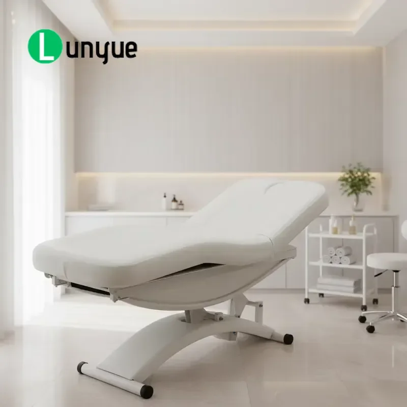 White 3 Motor Electric Beauty Bed for Facial Eyelash Massage Spa Wellness Center Multifunctional Treatment Table